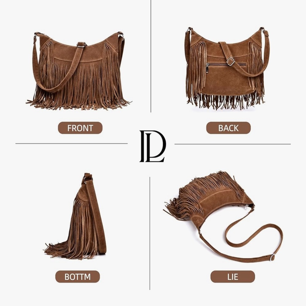 🆕 Fringe Hobo Bags for Women Vintage Suede Crossbody Bag - Picture 4 of 6